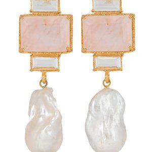 Christie Nicolaides Rose Quartz and Freshwater Pearl Earrings